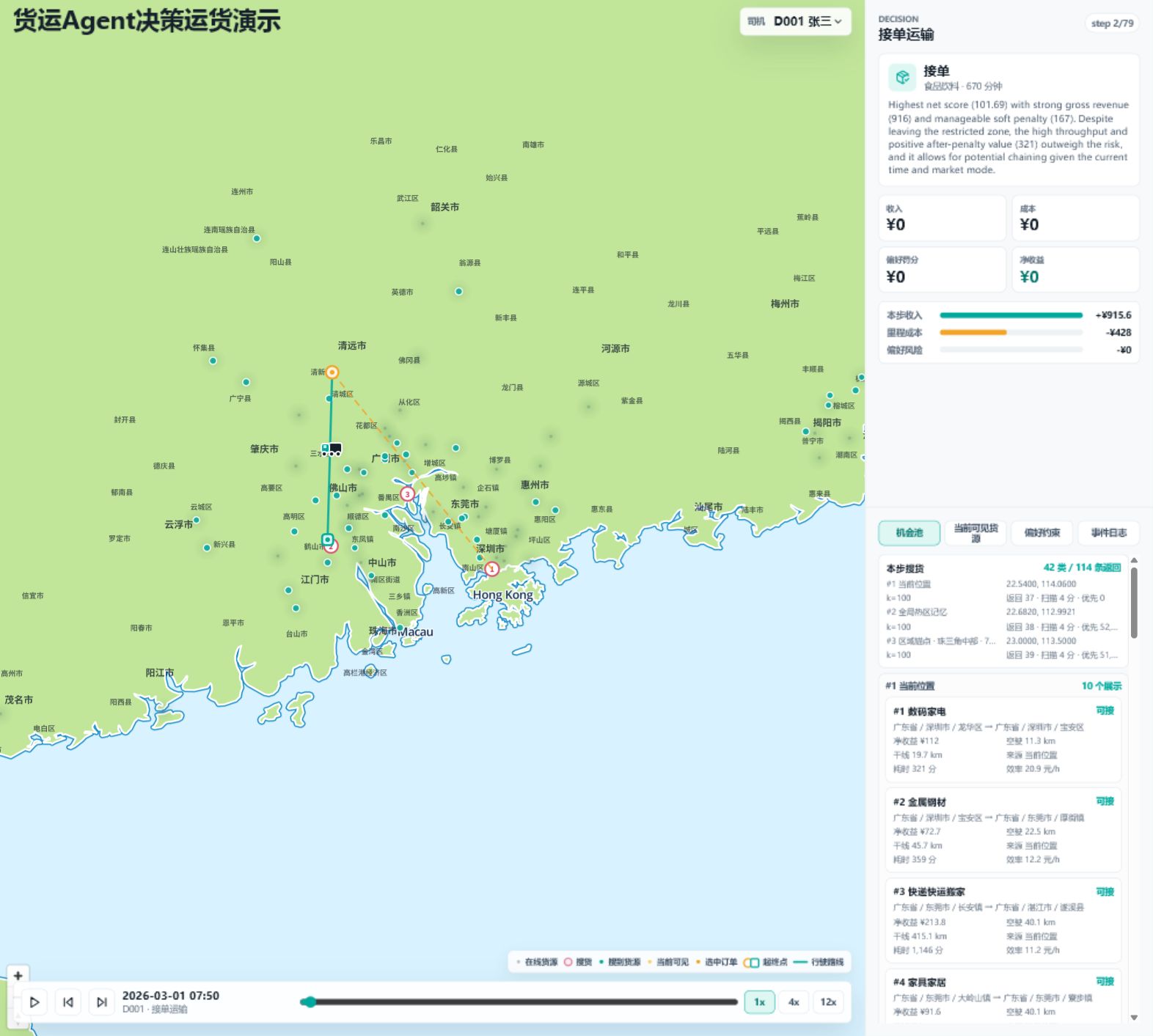 货运 Agent 调度演示界面截图
